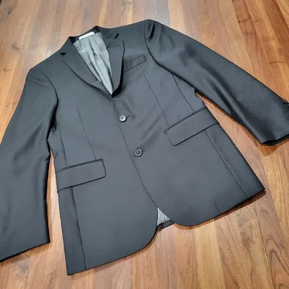 Murano Collezione Wool Slim Fit Blazer Black Size 36R - Picture 3 of 11